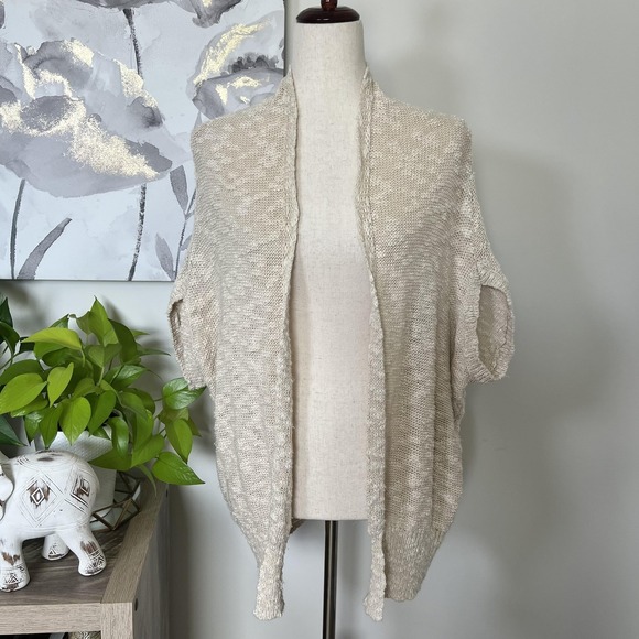 silence + noise Sweaters - Silence + Noise Cardigan Sweater Womens Small Beige Open Knit Dolman Boho